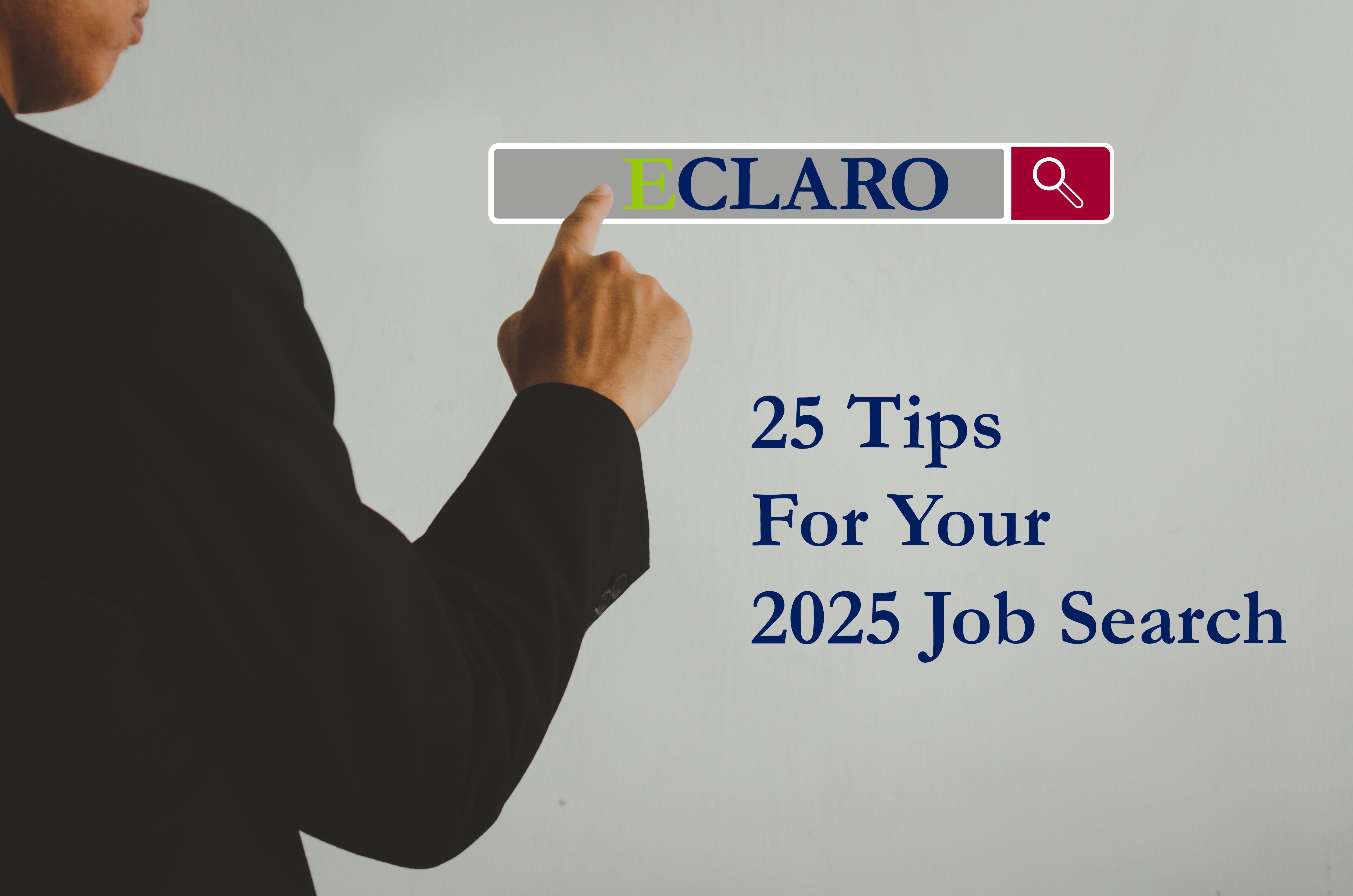 Job seeker pressing search for ECLARO bar for 25 job seeking tips 