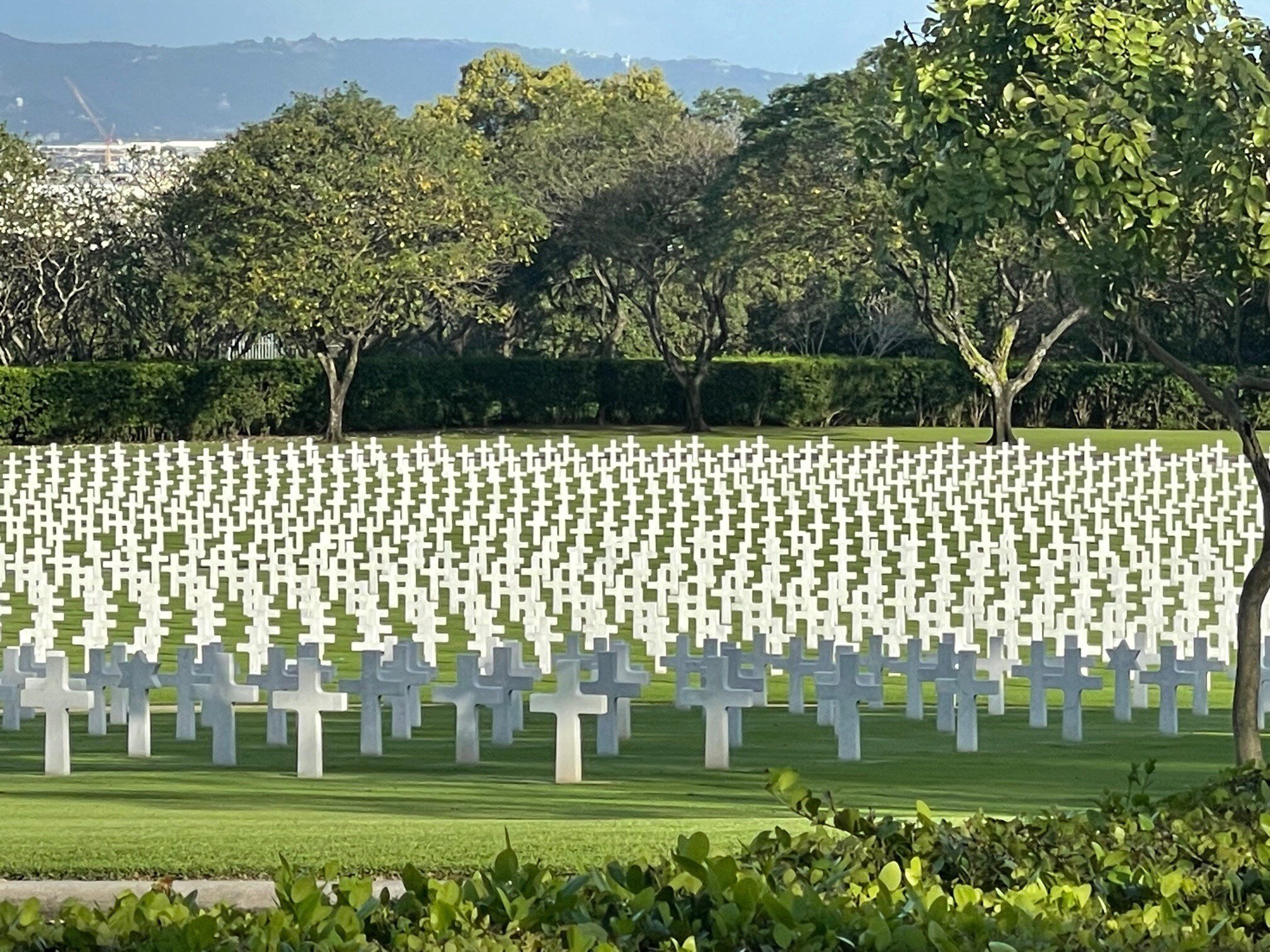 Crosses on hill at Manila American Cemetery